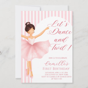 Invitation d'anniversaire Fille Ballerine Rose