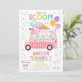 Invitation d'anniversaire fille camion de glace 1e (Debout devant)