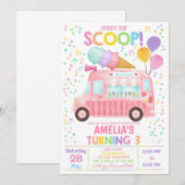 Invitation d'anniversaire fille camion de glace 1e (Devant / Derrière)