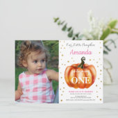 Invitation d'anniversaire fille citrouille automne (Debout devant)