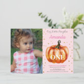 Invitation d'anniversaire Fille Citrouille Automne (Debout devant)