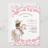 Invitation d'anniversaire fille cowboy rose (Devant)