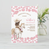 Invitation d'anniversaire fille cowboy rose (Debout devant)