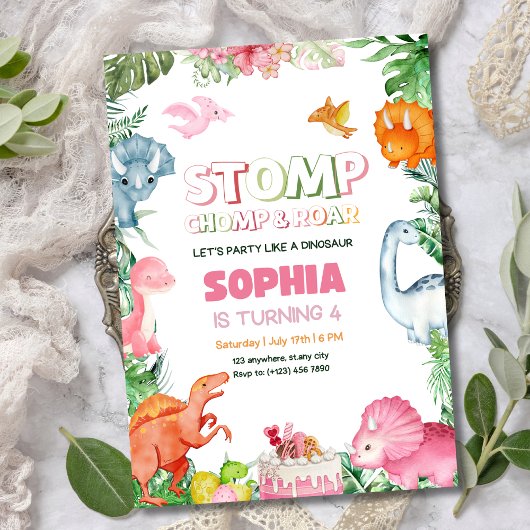 Invitation d'anniversaire fille dinosaure Dinosaur