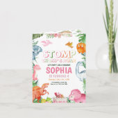 Invitation d'anniversaire fille dinosaure Dinosaur (Devant)