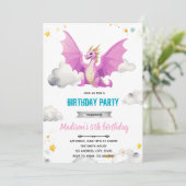Invitation d'anniversaire fille dragon (Debout devant)