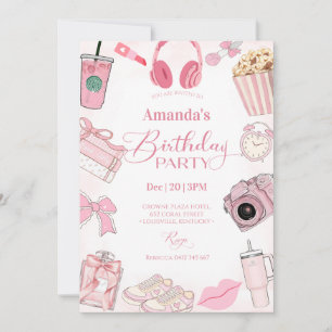 Invitation d'anniversaire fille esthétique rose