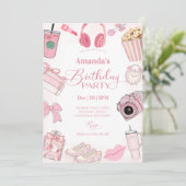 Invitation d'anniversaire fille esthétique rose (Debout devant)