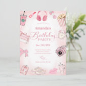 Invitation d'anniversaire fille esthétique rose (Debout devant)