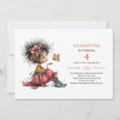 Invitation d'anniversaire Fille Fée Fantaisiste Fl (Devant)