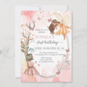 Invitation d'anniversaire fille fée papillon rose (Devant)