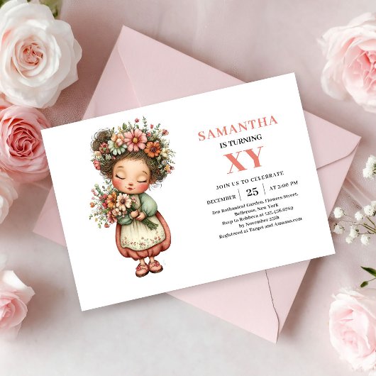 Invitation d'anniversaire fille fée pastel rose ca