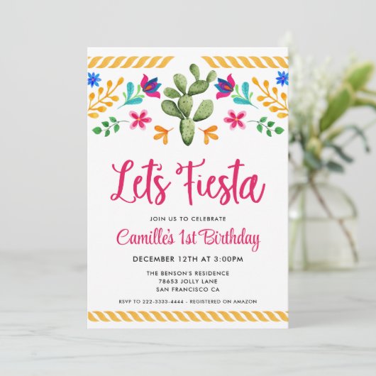 Invitation d'anniversaire Fille Fête (Debout devant)