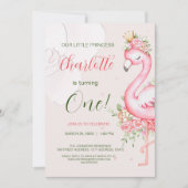 Invitation d'anniversaire Fille Flamant Rose Flora (Devant)