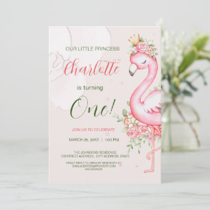 Invitation d'anniversaire Fille Flamant Rose Flora