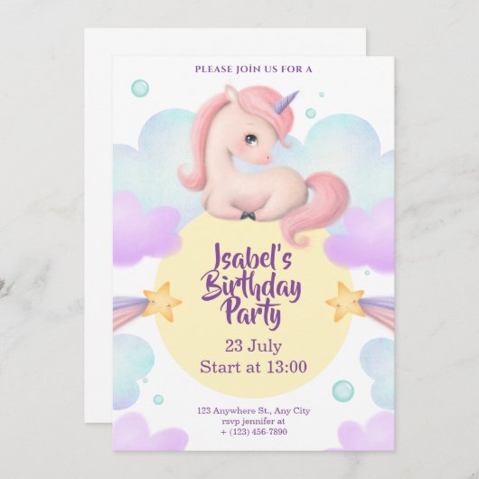 invitation d'anniversaire fille, garçon et bébé (Devant / Derrière)