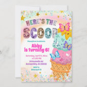 Invitation d'anniversaire fille glace Pastel Sequi (Devant)