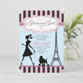 Invitation d'anniversaire Fille Glamour Vintage Pa (Debout devant)