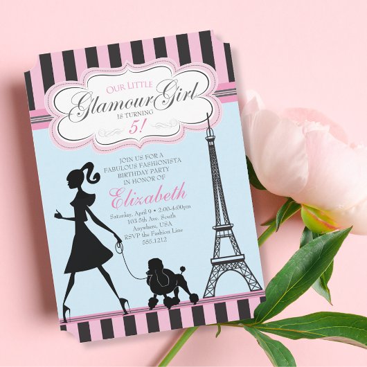 Invitation d'anniversaire Fille Glamour Vintage Pa