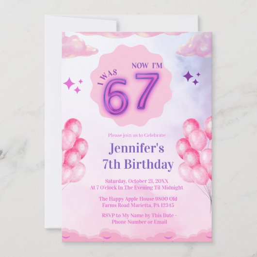 Invitation d'anniversaire fille « J'avais 6 ans, m (Devant)
