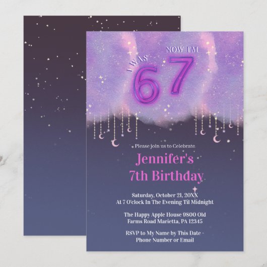 Invitation d'anniversaire Fille « J'avais 6 ans, m (Devant / Derrière)