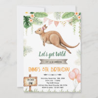 Invitation d'anniversaire fille kangourou
