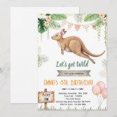 Invitation d'anniversaire fille kangourou (Devant / Derrière)