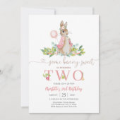 Invitation d'anniversaire fille lapin (Devant)