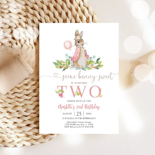 Invitation d'anniversaire fille lapin