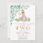 Invitation d'anniversaire fille lapin (Devant)