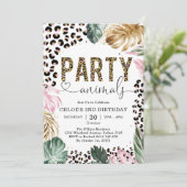 Invitation d'anniversaire fille léopard animal de (Debout devant)