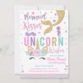 Invitation d'anniversaire fille licorne sirène (Devant)