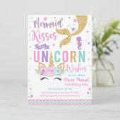 Invitation d'anniversaire fille licorne sirène (Debout devant)