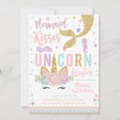 Invitation d'anniversaire fille licorne sirène (Devant)
