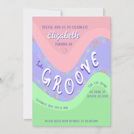 Invitation d'anniversaire fille Pastel Lets Groove (Devant)