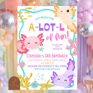 Invitation d'anniversaire fille pastel rose Axolot