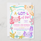 Invitation d'anniversaire fille pastel rose Axolot (Devant)