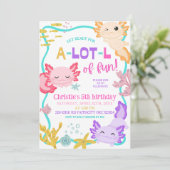 Invitation d'anniversaire fille pastel rose Axolot (Debout devant)