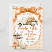 Invitation d'anniversaire fille patch de citrouill (Devant)