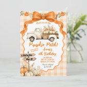 Invitation d'anniversaire fille patch de citrouill (Debout devant)