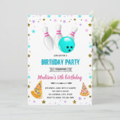 Invitation d'anniversaire fille pizza et bowling (Debout devant)