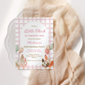 Invitation d'anniversaire Fille Poulet Rose pour F