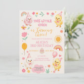 Invitation d'anniversaire fille Poulette Rose (Debout devant)