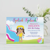 Invitation d'anniversaire fille pour fête à la pis (Debout devant)