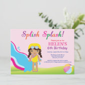 Invitation d'anniversaire fille pour fête à la pis (Debout devant)