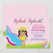 Invitation d'anniversaire fille pour fête à la pis (Devant / Derrière)