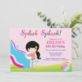 Invitation d'anniversaire fille pour fête à la pis (Debout devant)
