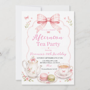 Invitation d'anniversaire fille pour thé à l'angla
