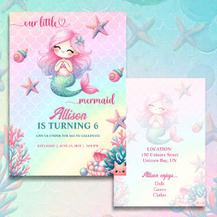 Invitation d'anniversaire fille queue de sirène sa
