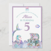 Invitation d'anniversaire fille queue de sirène vi (Devant)